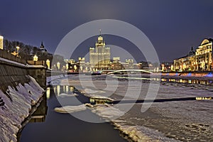 Melted Ice on Moskva River - Moskvoretskaya Embankment