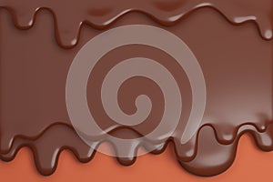 Melted milk brown chocolate flow down.,3d model and illustration