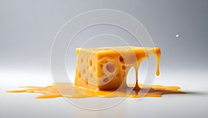 melted piece of cheese that has flowed from the heat