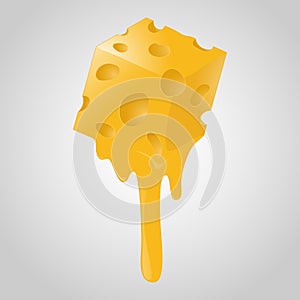 Melted Yellow Cheese piece Vector