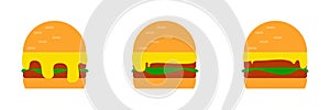 Melting cheeseburger illustration design template vector for restaurant logo etc
