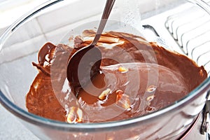 Melting chocolate in a bain marie photo