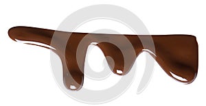 Melting chocolate drips. Chocolate isolated on white background.