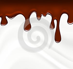 Melting chocolate on white background vector
