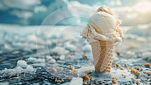 Melting Delight: A World of Ice Cream and Climate Change Concept