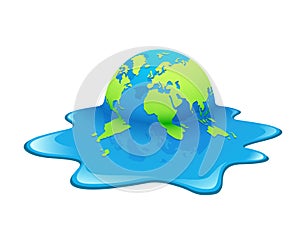 Melting Earth. Concept global warming, green and blue