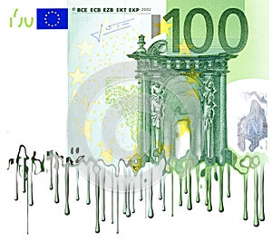 Melting European banknote