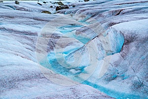 Melting glacier ice stream