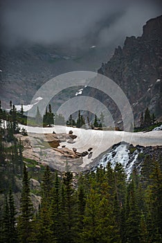 Melting Glacier Snow near lake Isabelle Vertical Composition