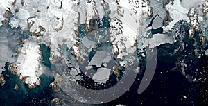 Melting glaciers in greenland, satellite image