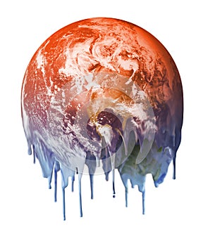 Melting hot dripping planet Earth climate warming concept