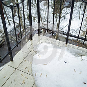 Melting ice on a balcony