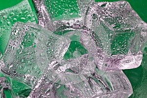 Melting ice cubes closeup