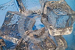 Melting ice cubes closeup