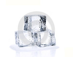 Melting ice cubes isolated on white