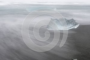 Melting ice floating in Jokulsarlon beach, Iceland