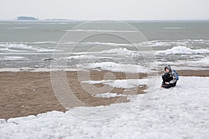 Melting ice on the river