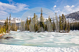 Melting ice and snow on Sylvan Lake Wyoming