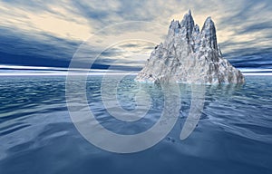 Melting iceberg 3D landscape.