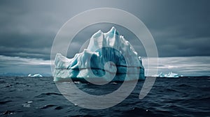 Melting iceberg on the ocean. Global warming and climate change concepts