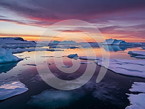 Melting polar ice, twilight nuances photo