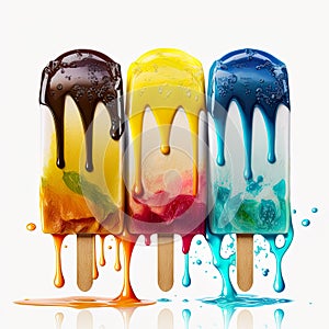 Melting popsicle colorful summer ice cream