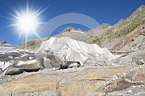 Melting Rhone glacier, Switzerland