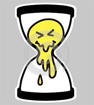 Melting Smile and hourglass. Hourglass creative. Streetwear Design black and yellow color commercial use. Vector trendy