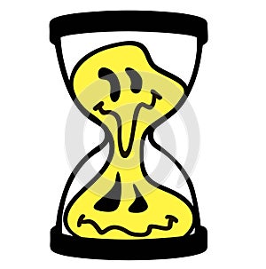 Melting Smile and hourglass. Hourglass creative. Streetwear Design black and yellow color commercial use. Vector trendy