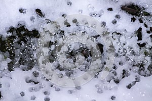 Melting snow on a ground