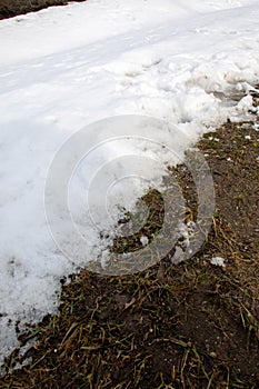 Melting snow on side of road by curb