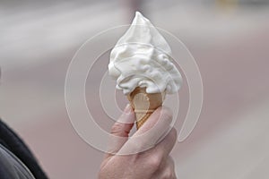 Melting soft serve ice cream in summer