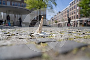 Melting soft serve ice cream in summer