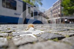 Melting soft serve ice cream in summer