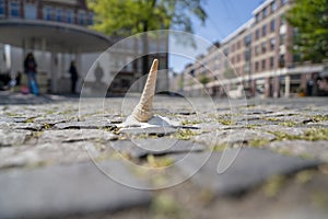Melting soft serve ice cream in summer