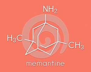 Memantine Alzheimer`s disease drug molecule. Skeletal formula.