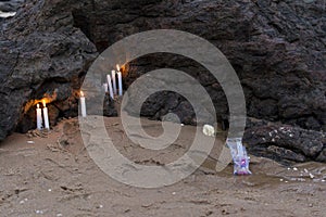 Member of the candomble religion participates in a party in honor of Yemanja in the city of Salvador