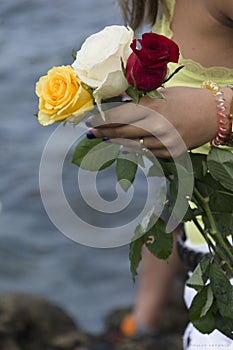 Member of the candomble religion participates in a party in honor of Yemanja in the city of Salvador