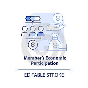 Member economic participation light blue concept icon