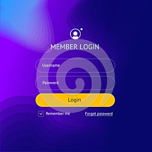 Member Login Empty Template Form Interface. Vector photo
