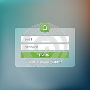Member login form interface. design theme, modern menu, ui, app, contact empty box, banner. Log in ui