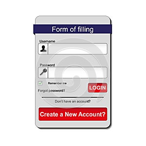 Member login form interface. For web page, site, mobile applications, art illustration, design theme, modern menu.