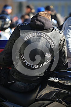 Member of motor club THE HOOLIGANS ST.PETERSBURG.Back view