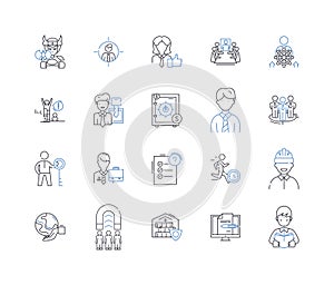 Member satisfaction line icons collection. Feedback, Loyalty, Engagement, Trust, Advocacy, Empathy, Gratification vector