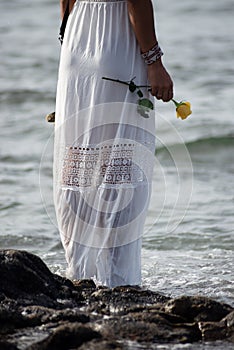 Members of Candomble are seen on the beach throwing gifts to Iemanja on Rio Vermelho beach, in the city of Salvador, Bahia