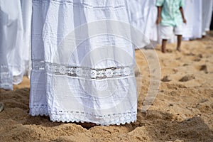 Members of Candomble are seen on the beachfront paying homage to Iemanja on Rio Vermelho beach, in the city of Salvador, Bahia