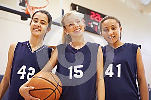 Members Of Female High School Basketball Team photo