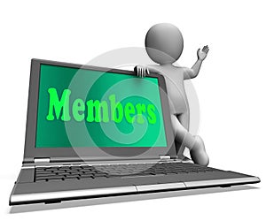 Members Laptop Shows Membership Registration And Web Subscribing