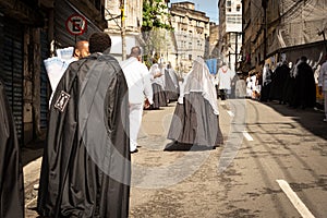 Members of the Rosario dos Pretos church are seen during the corpus christi procession in Pelourinho, Salvador, Bahia