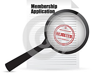 Membership application rejected and magnifier